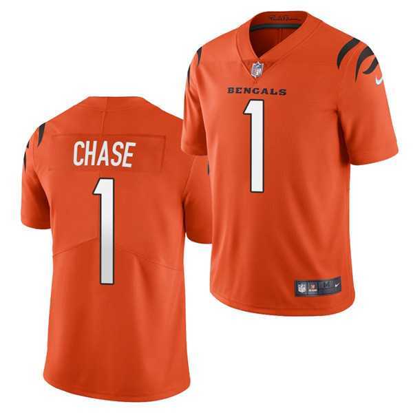 Men & Women & Youth Cincinnati Bengals #1 Ja%27Marr Chase Orange Vapor Untouchable Limited Stitched Jersey